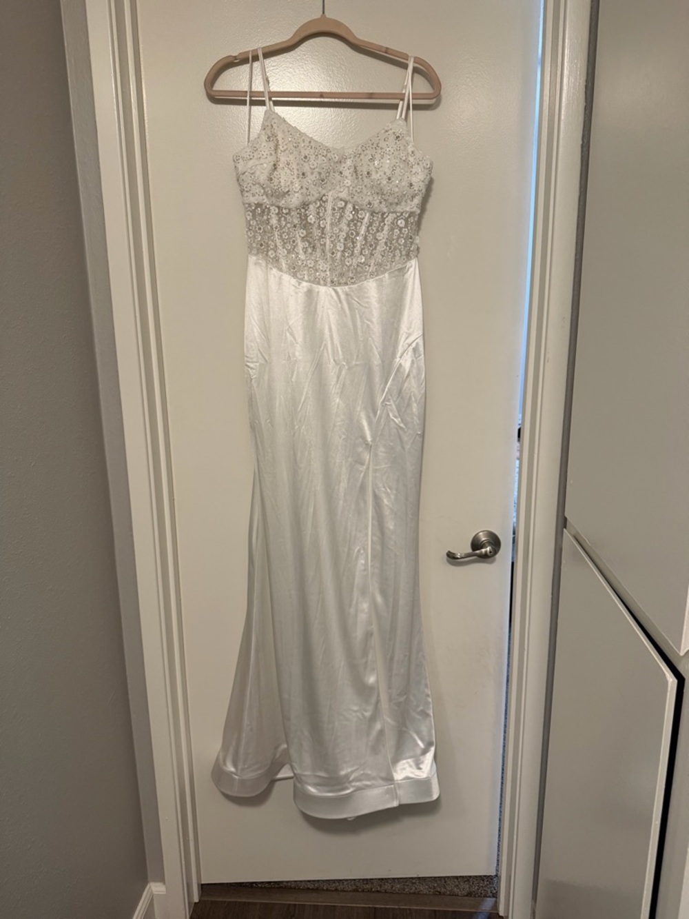 Crystal Doll Cream Beaded Lace Party Dress